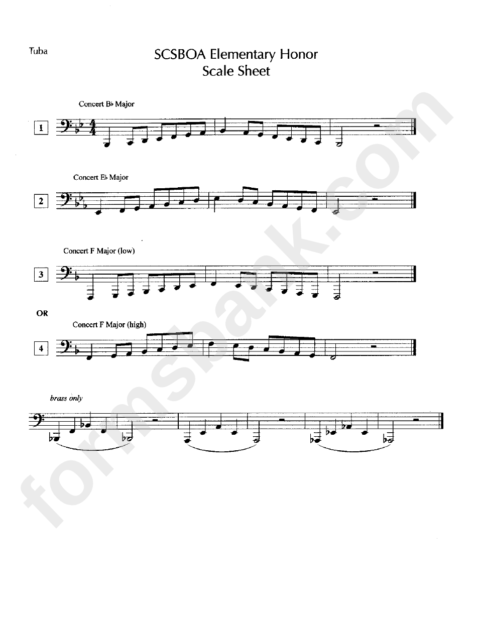 Scsboa Elementary Honor Tuba Scale Sheet