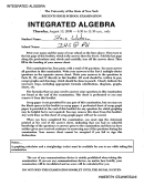 Regents High School Examination - Integrated Algebra Answers - The University Of The State Of New York, 2009