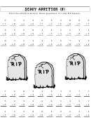 Scary Addition (B) Math Worksheet With Answers Printable pdf