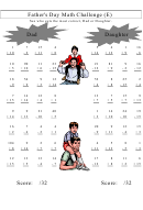 Father's Day Math Challenge (e) Worksheet With Answers