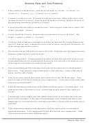 Distance, Rate, And Time Word Problems Math Worksheet With Answers