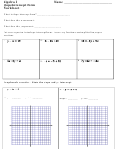 Algebra I Slope Intercept Form Worksheet 1