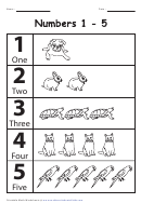 Black & White Pets 1-5 Numbers Chart Printable pdf