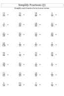Simplify Fractions (j) Math Worksheet With Answers