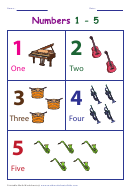 Musical Instruments Numbers 1-5 Chart