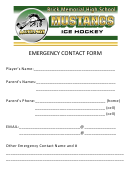 Emergency Contact Form - Brick Memorial High School, Mustangs Ice Hockey Printable pdf