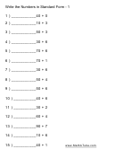 Numbers In Standard Form Worksheet With Answer Key