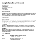 Sample Functional Resume Template Printable pdf