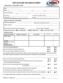 Application For Employment - Arnold Moos Company