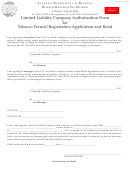 Fillable Form Tob: Llc-Auth - Limited Liability Company Authorization Form For Tobacco Permit/registration Application And Bond Printable pdf