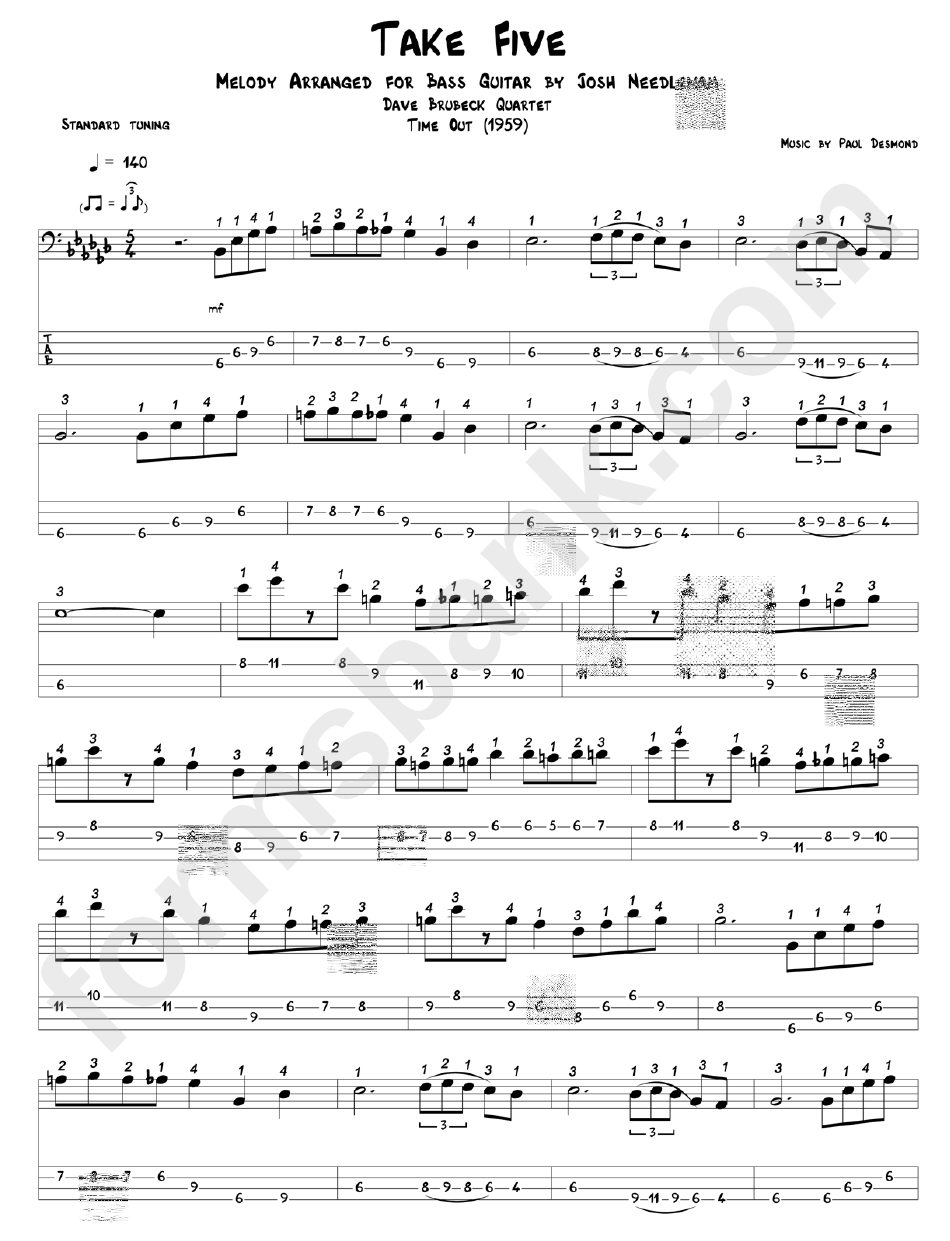 take five sheet music tenor sax