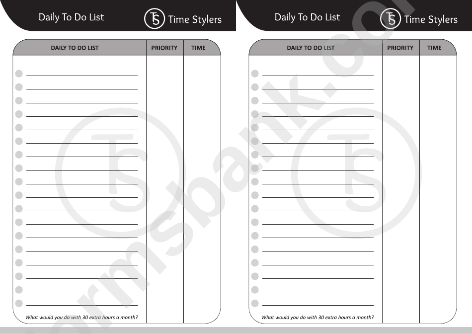 Daily To Do List - Time Stylers