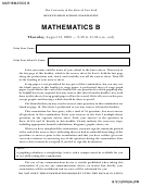 Regents High School Examination - Mathematics B Worksheet - The University Of The State Of New York, 2009