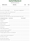 Bird Information Form - Caring Paws Pet Sitting Services Printable pdf