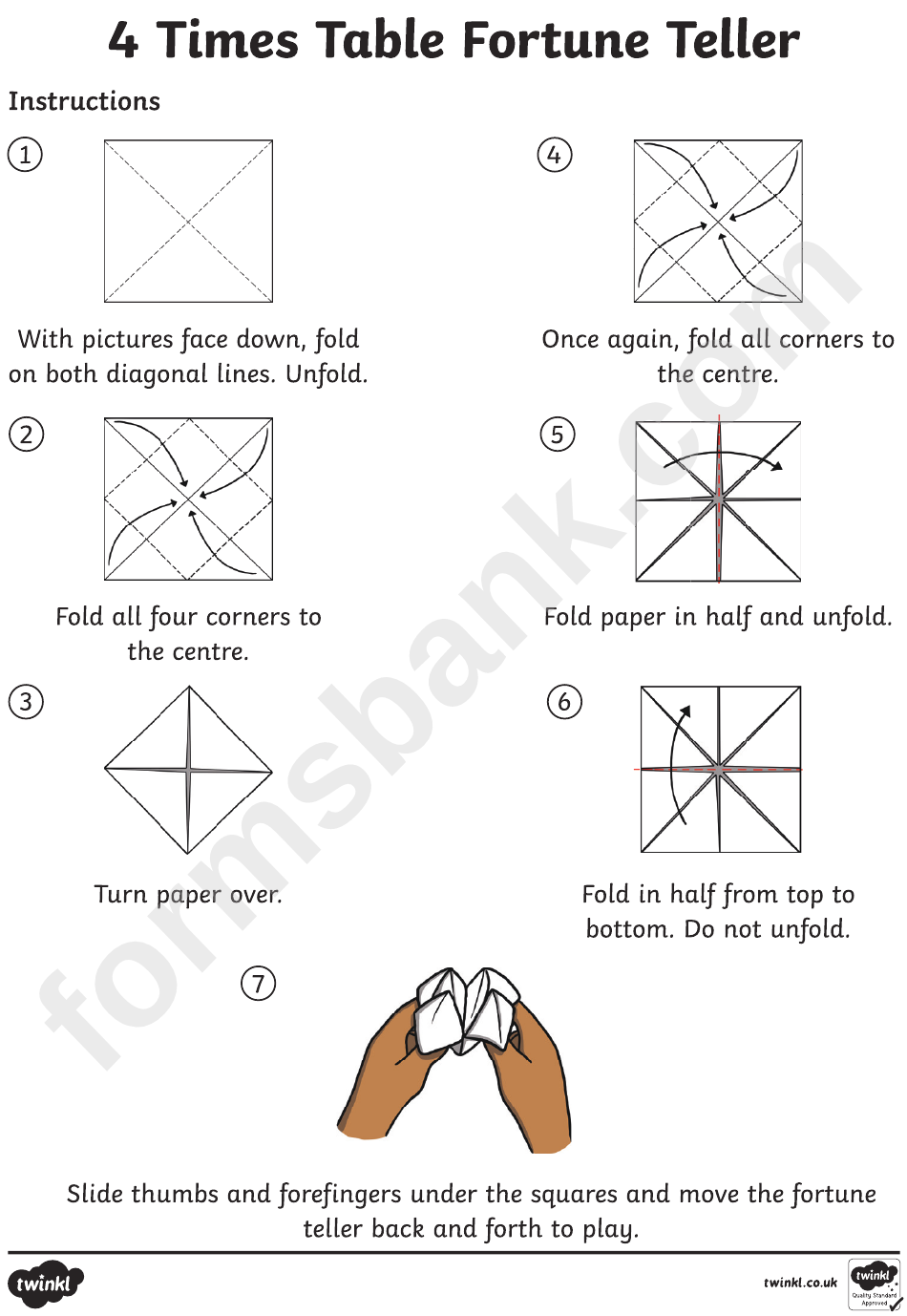 4 Times Table Fortune Teller Template