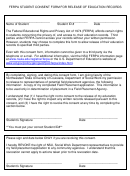 Student Consent Form For Release Of Education Records - Ferpa Printable pdf