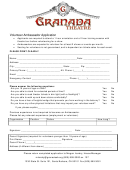 Volunteer Ambassador Application Form - Granada Theatre Printable pdf