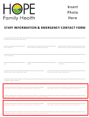 Staff Information & Emergency Contact Form - Hope Family Heath