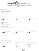 Winter Bucket List Template Printable pdf
