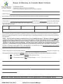 Form Vtr-271 - Power Of Attorney To Transfer Motor Vehicle