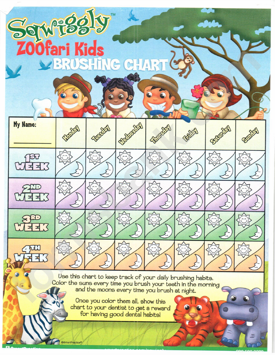 Sqwiggly Zoofari Tooth Brushing Chart