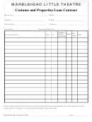 Costume And Properties Loan Contract Template - Marblehead Little Theatre