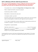 Self-Certification Of Ds-82 Adult Passport Renewal Form Printable pdf