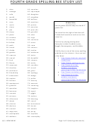Fourth Grade Spelling Bee Study List Template