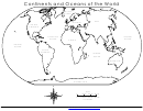 Continents And Oceans Of The World Map Template