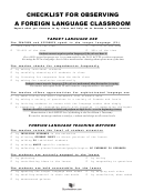 Checklist For Observing A Foreign Language Classroom