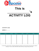 Weekly Physical Activity Log - 2nd Recess Printable pdf
