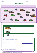 Tally-vehicles Chart Worksheet With Answer