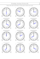 Reading Analog Clocks (B) Worksheet With Answers Printable pdf