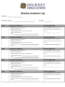Monday Academic Log Template - Journey Education