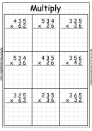 Vertical Multiplication 3 Digits By 2 Digits Math Worksheet