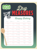Island Farm Dry Measurements Chart