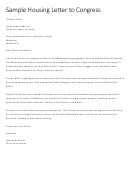 Sample Housing Letter To Congress Template