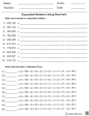 Expanded Notation Using Decimals Worksheet