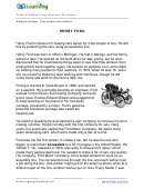 Henry Ford Reading Comprehension Worksheet - 5th Grade