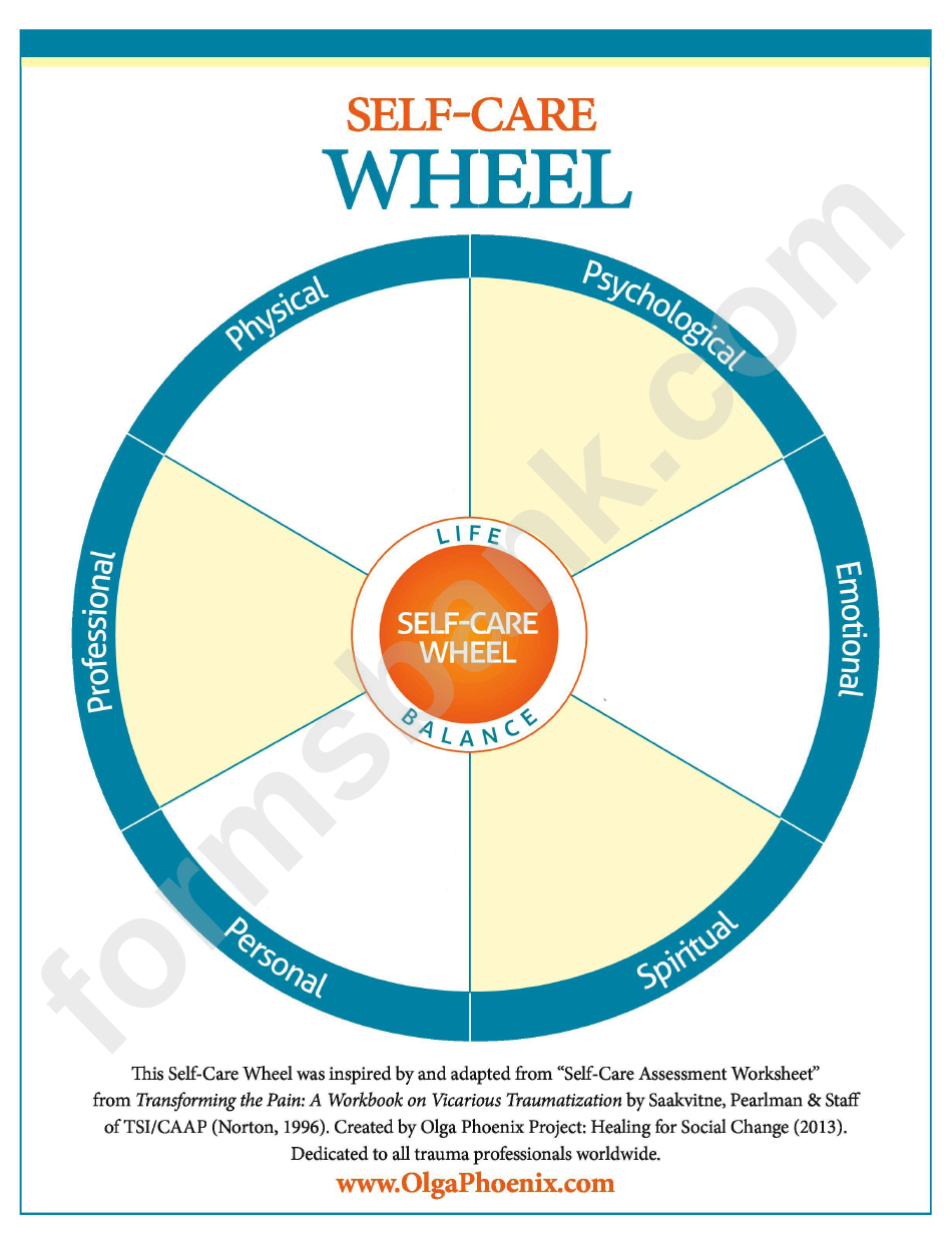 Self Care Wheel Template printable pdf download