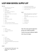 Lccp High School Supply List Printable pdf