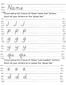 Letters Handwriting Practice Sheet