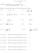 Exponents And Logarithms Worksheet With Answer Key Printable pdf