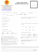 Application Form For Entry And Exit Visa - Consulate General Of Vietnam In San Francisco, Us
