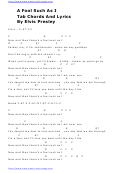 Elvis Presley - A Fool Such As I Tab Chords And Lyrics Electric Guitar Chords Chart