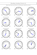 Reading Analog Clocks (i) Worksheet With Answer Key