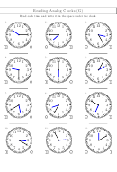 Reading Analog Clocks (g) Worksheet With Answer Key