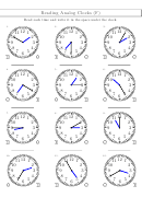 Reading Analog Clocks (F) Worksheet With Answer Key Printable pdf