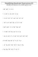 Simplifying Quadratic Expressions (J) Worksheet With Answer Key Printable pdf