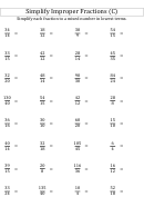 Simplify Improper Fractions (c) Worksheet With Answer Key